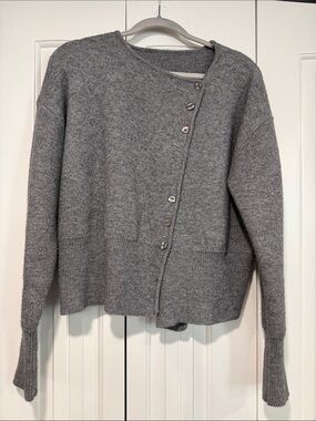 SHEIN Gray Asymmetric Button-Front Cardigan